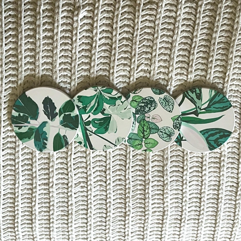 🌿Set of Four New Ceramic Circle Home House Coasters Potted Plants Pothos (x4)🌿 - Picture 3 of 3